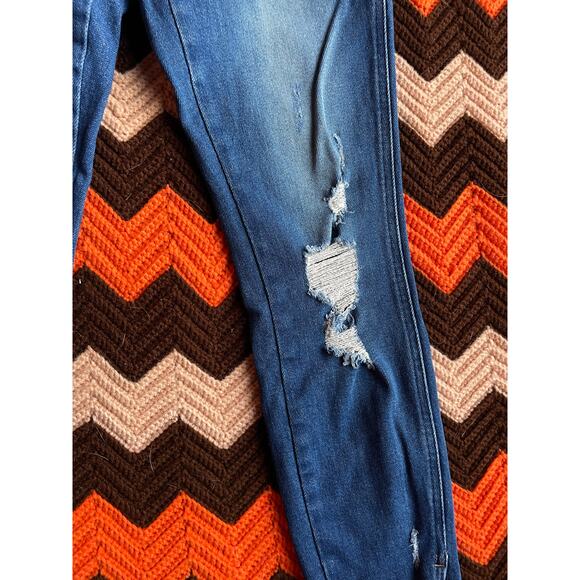 Tommy Hilfiger Ripped Dark Wash Raw Hem Skinny Legging Jeans sz 4 - Picture 8 of 9